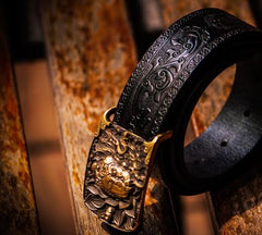 Handmade Black Leather Cool Mens Belts Custom Leather Men Belt for Men