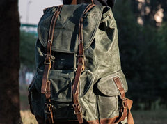 Cool Mens Waxed Large Canvas Backpack Travel Canvas Backpack for Men