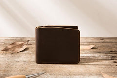 Coffee Cool Leather Mens Small Wallet Bifold Vintage Slim billfold Wallet for Men