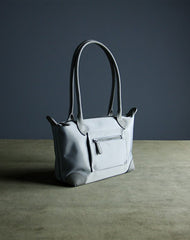 Womens Light Gray Nylon Shoulder Tote Small Light Gray Nylon Handbag Purse for Ladies