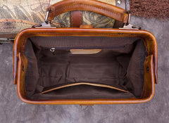 Handmade Green Leather Handbag Vintage Doctor Bag - Side View