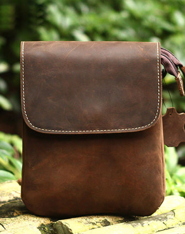 Genuine Leather Mens Cool Messenger Bag iPad Bag Chest Bag Bike Bag Cycling Evelope Cluth Bag For Men - EverHandmade