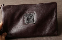 Cool Leather Mens Clutch Wallet Zipper Clutch Wallet Wristlet Wallet for Men