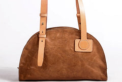 Genuine Leather Bag Semicircle Style Handmade Handbag Shoulder Bag Purse For Women - EverHandmade