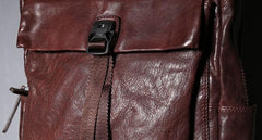 Cool Genuine Leather Mens Backpacks Large Coffee Travel Backpack Hiking Backpack for men