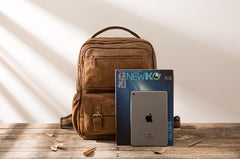 Brown Mens Leather Backpacks Travel Backpacks Laptop Backpack for men