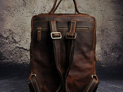 Cool Mens Leather Backpack Vintage Travel Backpack School Backpack for men