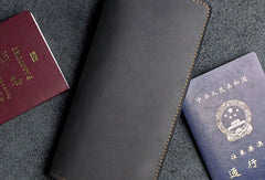 Handmade long leather wallet floral passport leather clutch wallet for women men zip - EverHandmade