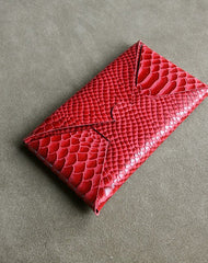 Cute Womens Orange Leather Envelope Wallet Slim Clutch Purse Checkbook Long Wallet for Women