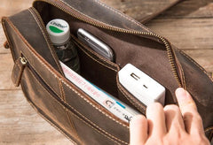 Cool Leather Mens Small Messenger Bags Shoulder Bag  for Men