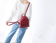 Leather Stylish Womens Small Backpack Mini Travel Backpack Purse for Women