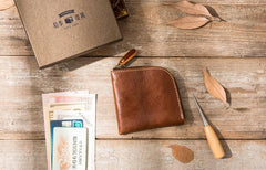 Cool Leather Mens Small Front Pocket Wallet Vintage billfold Wallets for Men