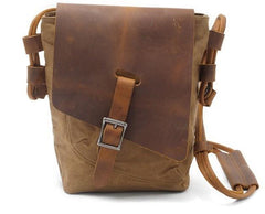 Cool Mens Waxed Canvas Leather Small Courier Bags Canvas Side Bags Messenger Bag for Men