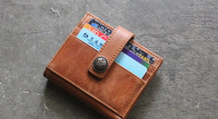 Cool Leather Mens Small Wallet Leather billfold Bifold Card Wallets for Men