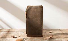 Cool Canvas Leather Mens Bifold Long Cards Wallet Long Wallet for Men