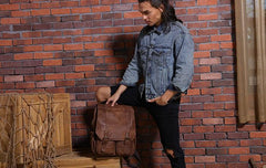 Cool Brown Mens Leather Backpacks Travel Backpacks Laptop Backpack for men