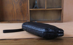 Handmade Genuine Leather Mens Cool Long Leather Wallet Zipper Clutch Wristlet Wallet for Men