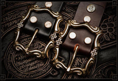 Handmade Leather Tooled Carp Mens Belt Cool Leather Men Belt for Men