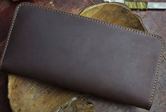 Handmade Long Leather Wallet Floral Bifold Leather Purse Wallet Clutch For Men Women