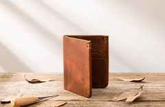 Handmade Leather Mens Small Wallets Bifold Vintage Slim billfold Wallet for Men
