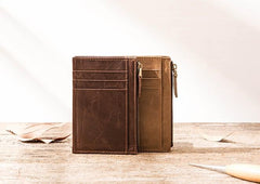 Cool Leather Mens Slim Front Pocket Wallet Small Wallets for Men