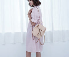 Handmade Leather Beige Womens Backpack Travel Backpack School Backpack for Women
