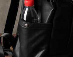 Genuine Leather Mens Cool Backpack Large Black Travel Backpack for men