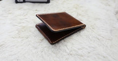 Leather Mens Slim Front Pocket Bifold Small Wallets License Wallet for Men