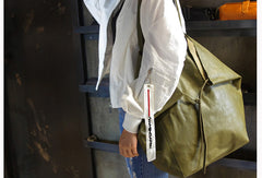 Handmade Genuine Leather Handbag Large Tote Bag Shopper Bag Shoulder Bag Purse For Women