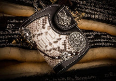 cool bifold wallet​ Handmade Leather Wallet Biker Wallet Snake Skin Wallet Cool Wallets for Men Biker Chain Wallet