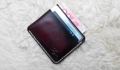 Leather Mens Slim Front Pocket Wallets Dark Brown Leather Cards Wallet for Men