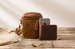 Leather Belt Pouch Belt Cases Mens Waist Bag Small Shoulder Bag for Men
