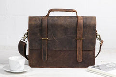Cool Coffee Leather Mens Briefcase Work Shoulder Bag Laptop Bag Business Bag for Men