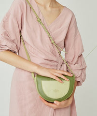 Cute Leather Red Green Womens Mini Saddle Purse Saddle Shoulder Bag for Women