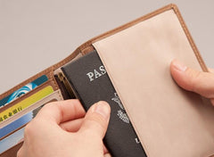 Vintage Leather Men Small Slim Travel Wallet billfold Passport Wallet for Men