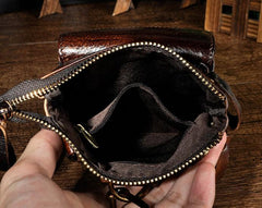 Mens Leather Small Side Bag Waist Pouch Holster COURIER BAG Belt Case Belt Pouch for Men