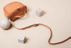Handmade Genuine Leather Round Handbag Bag Crossbody Bag Shoulder Bag Purse For Women - EverHandmade