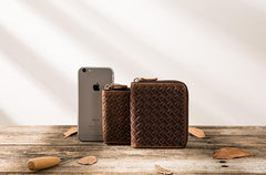 Cool Leather Vintage Mens Small Wallets Zipper billfold Wallets for Men
