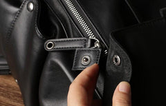 Leather Mens Cool Large Backpacks Black Travel Backpack Hiking Backpack for men