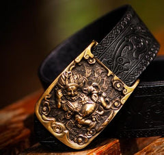 Handmade Cool Black Leather Mens Belts Custom Leather Men Belt for Men
