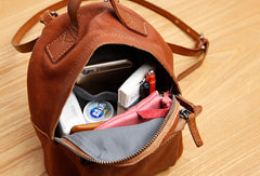 Genuine Leather Cute Backpack Bag Shoulder Bag Red Black Women Leather Purse