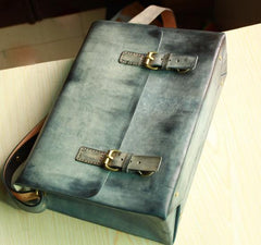 Handmade Vintage Leather Mens Messenger Bags Gray Shoulder Bag for Men