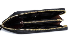 Handmade Leather Carp Mens Zipper Biker Wallet Cool Leather Chain Wallet Long Tooled Wallets for Men