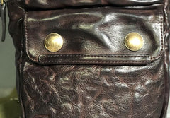 Genuine Leather Mens Cool Chest Bag Sling Bag Coffee Crossbody Pack Sling Pack for men