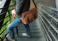 Cool Handmade Vintage Leather Mens Messenger Bags Shoulder Bag for men