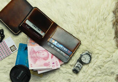 Vintage Leather Mens Slim Small Wallet Leather Small Wallets billfold Wallet for Men