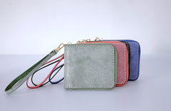 Handmade LEATHER Womens Zipper Small Wallet Leather Wristlet Small Wallet FOR Women