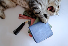 Handmade LEATHER Womens Zipper Small Wallet Leather Tassels Small Wallet FOR Women