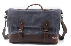 Mens Waxed Canvas Leather Messenger Bag Camera Side Bag Courier Bag for Men