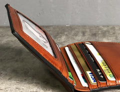 Handmade Genuine Leather Mens Cool Slim Leather Billfold Wallet Men billfold Wallets Bifold for Men